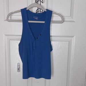 OFFLINE AERIE Blue Ribbed Henley Tank Top - Women